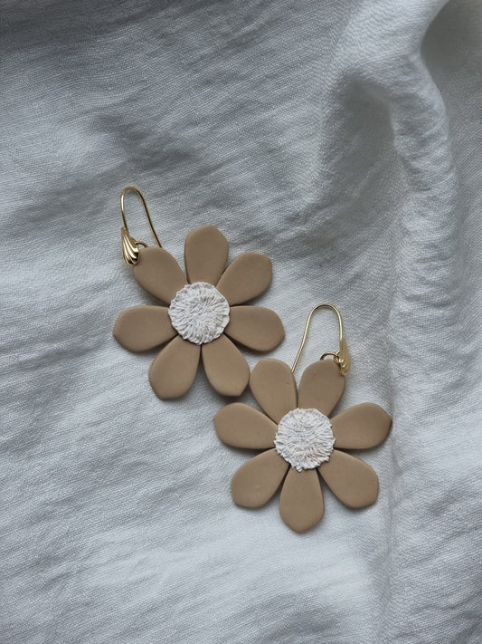 Boho tan flower dangles