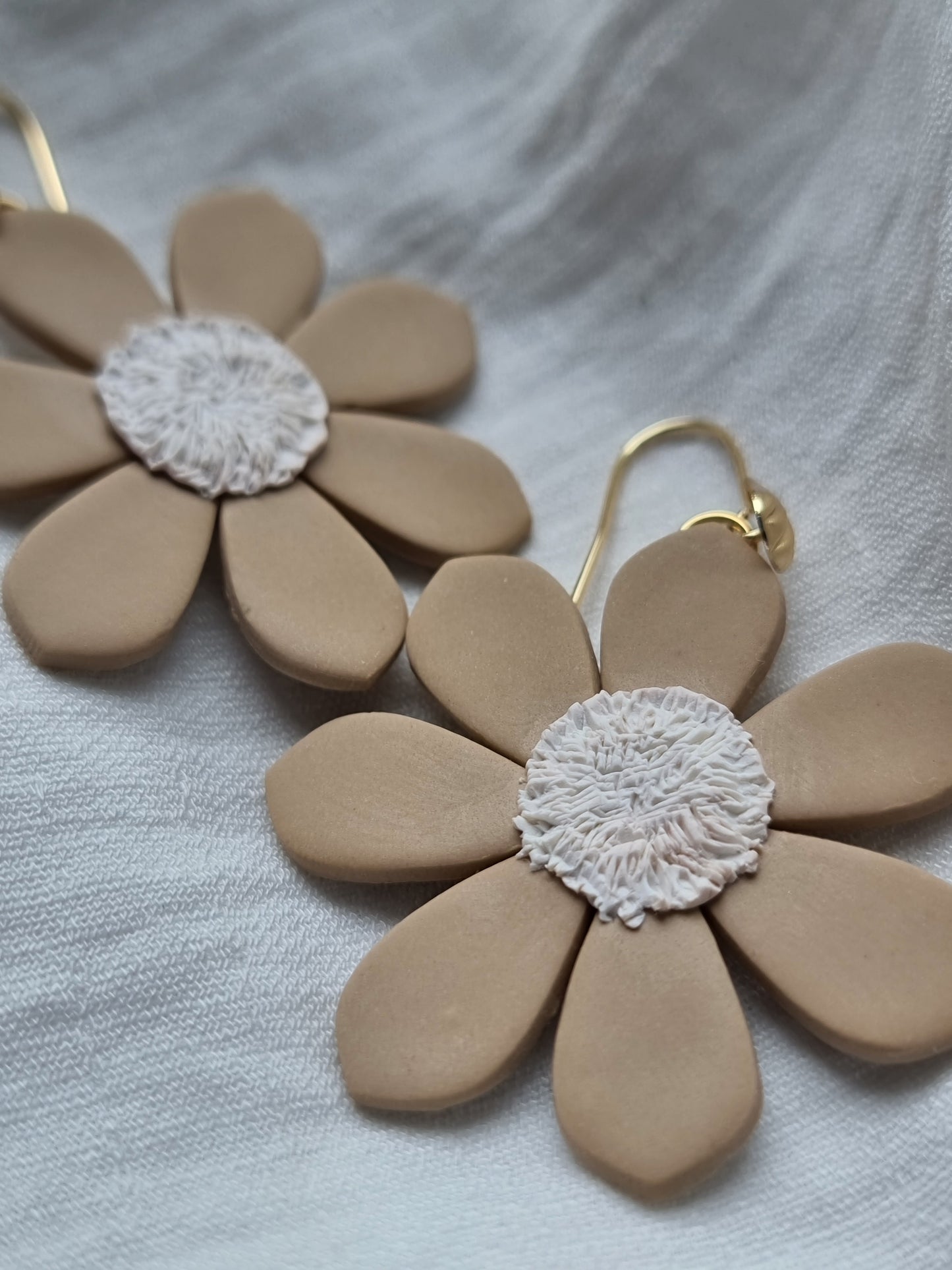 Boho tan flower dangles