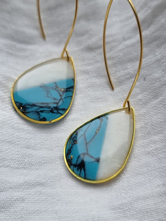 Turquoise marble teardrop dangles