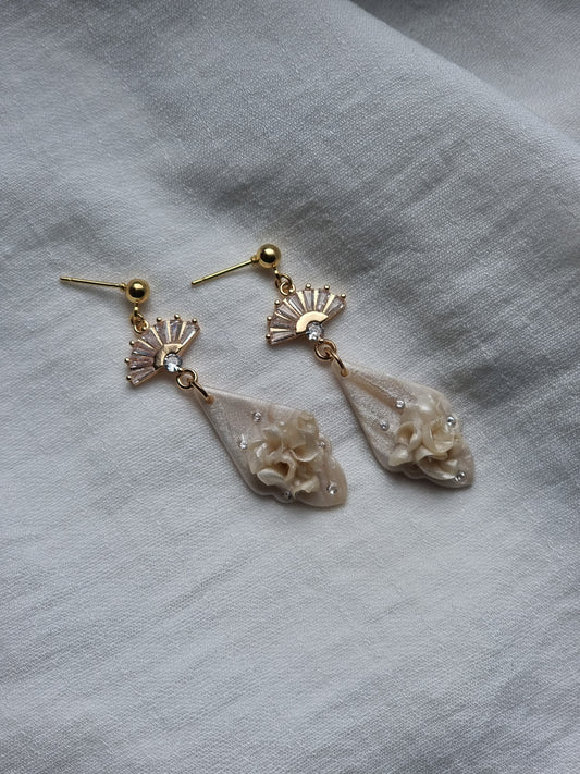 Pearl art deco bridal earrings