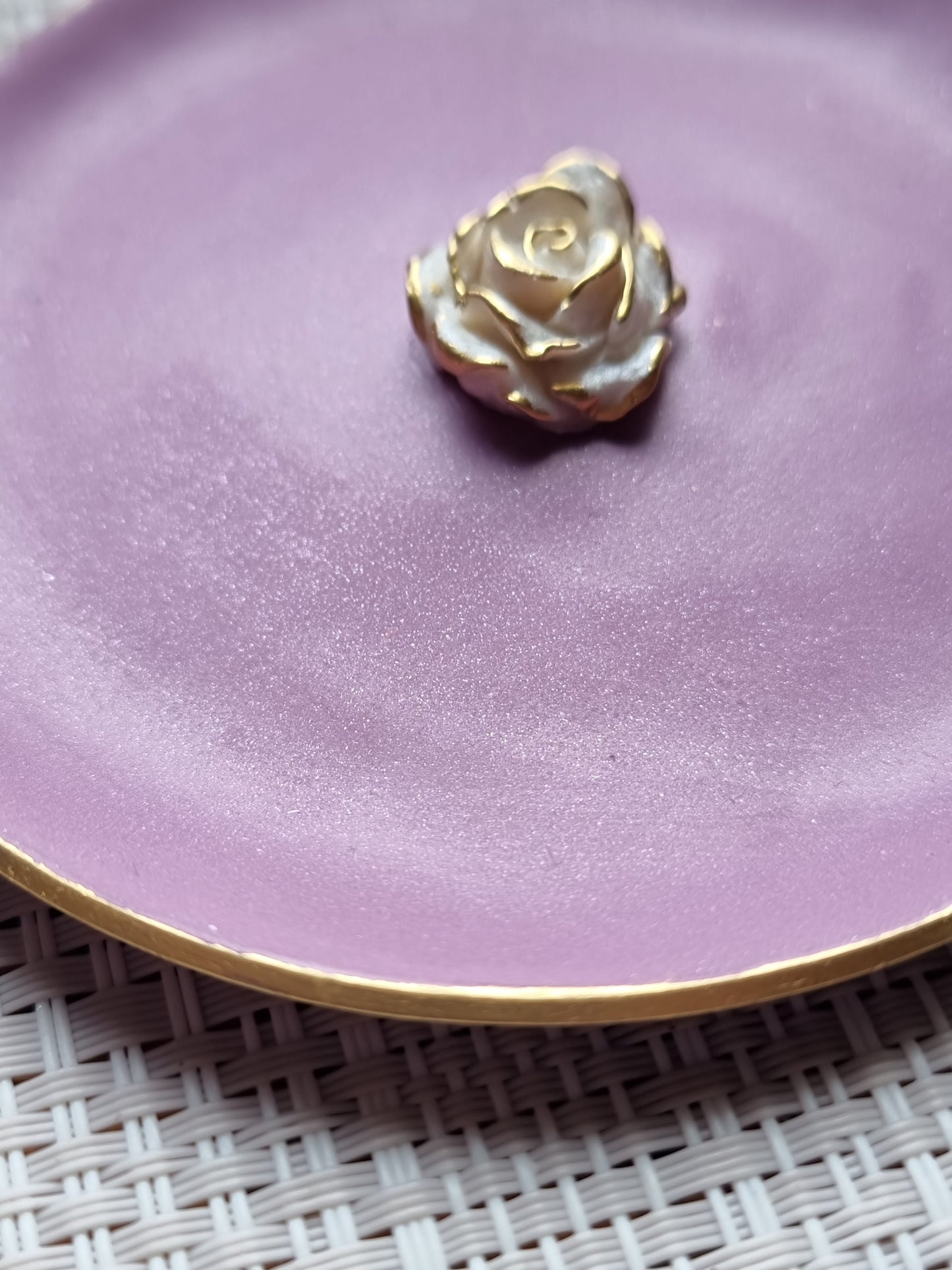 Purple and pearl rose trinket dish