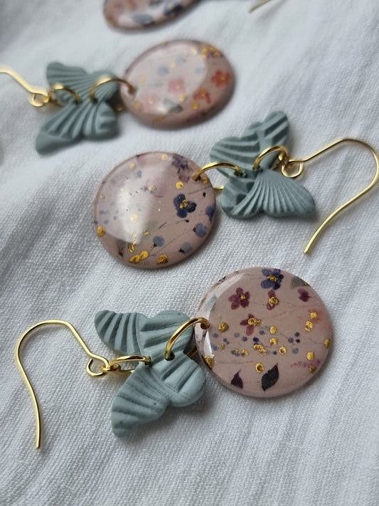 Butterfly & Flower print dangles