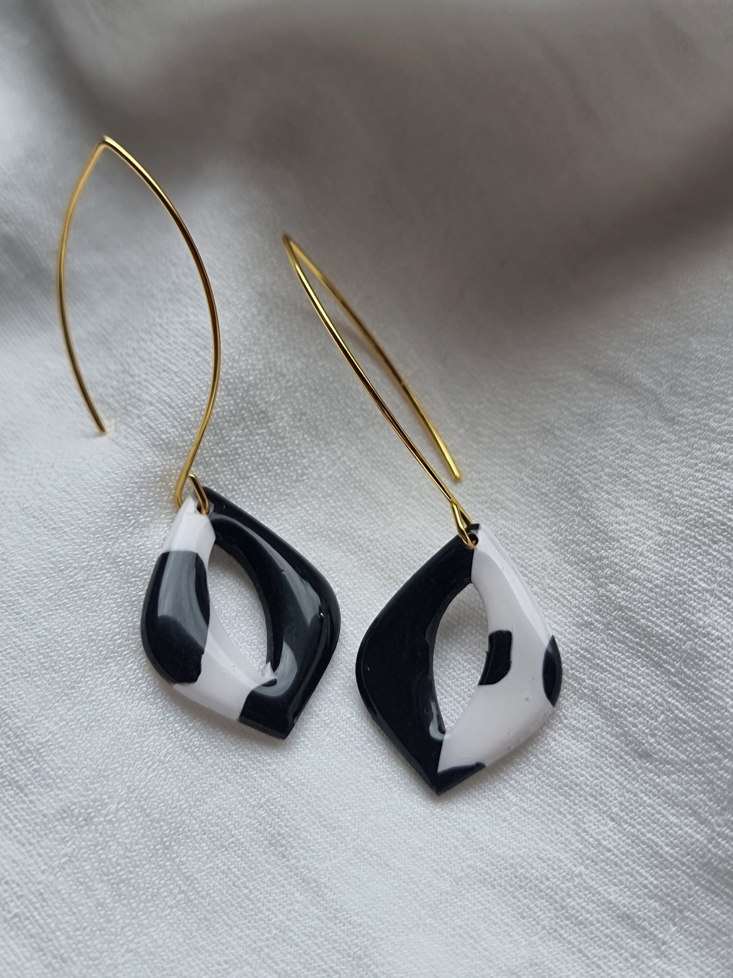 Cow print drop dangles| can be switched for silver