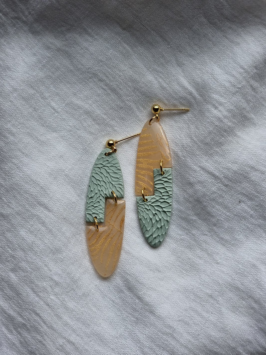 Tropical print oval dangles| can be switched for silver, fish hooks