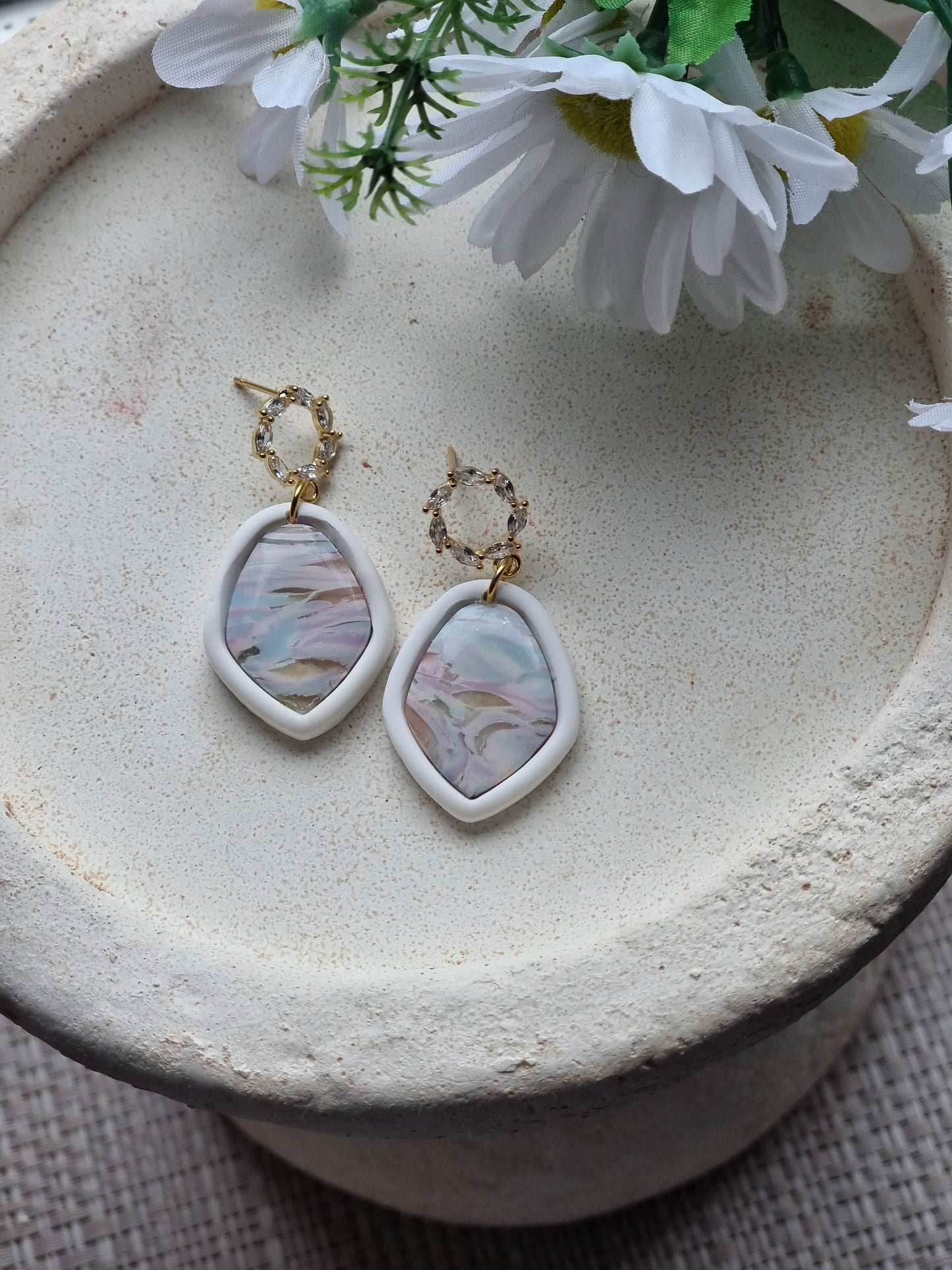 Embedded pastel marble dangles| Can be switched for silver