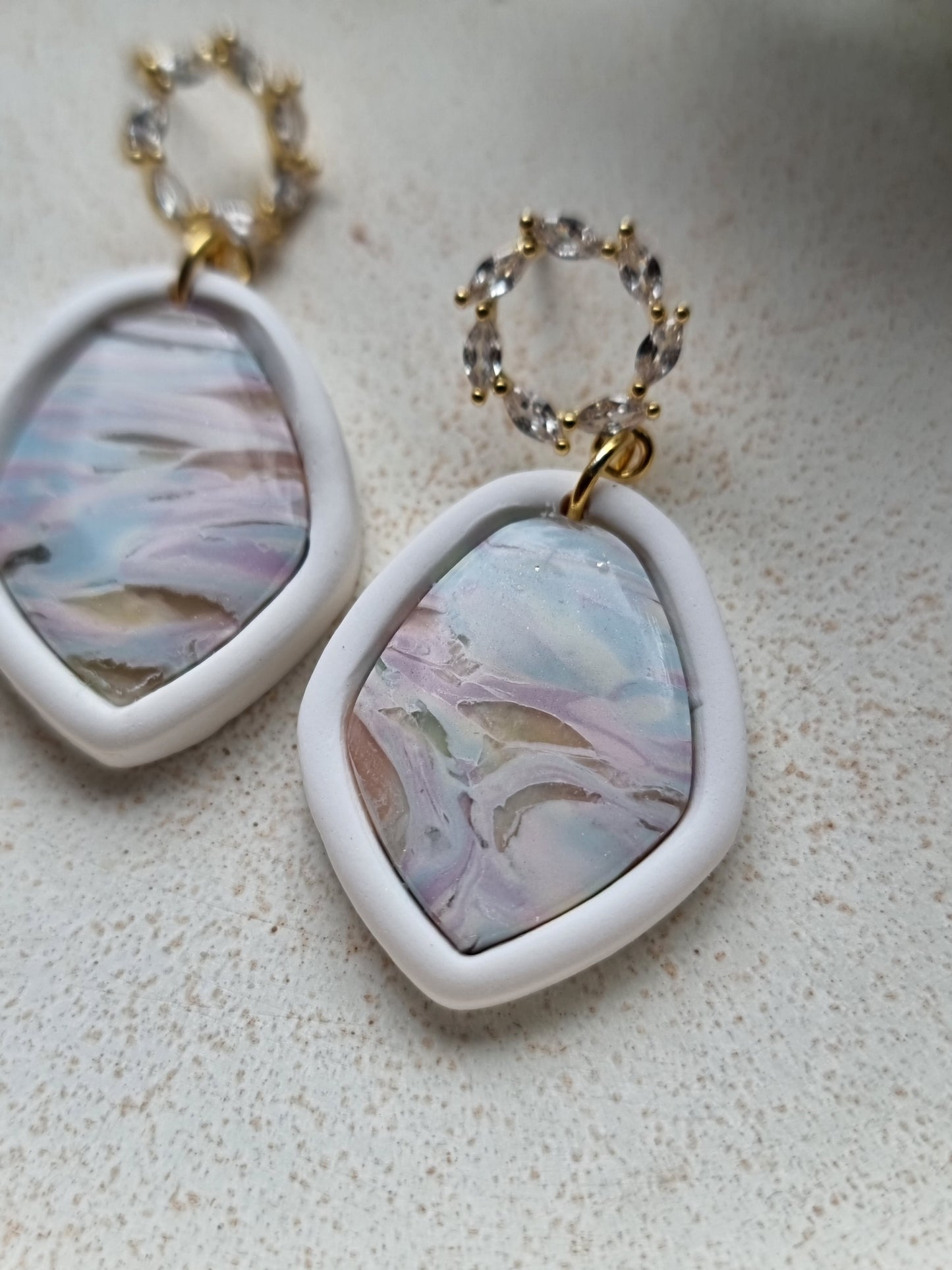 Embedded pastel marble dangles| Can be switched for silver