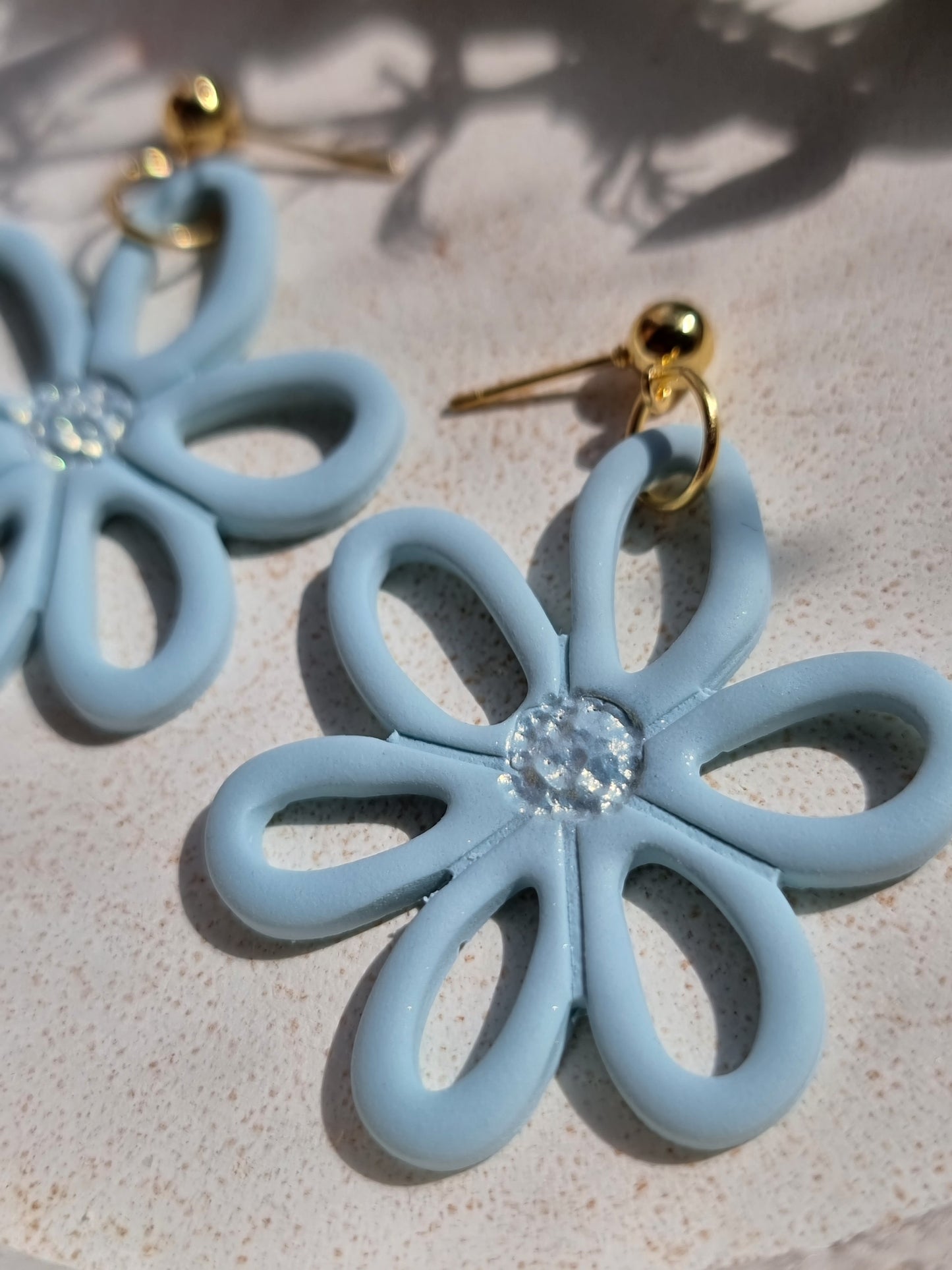 Open bezel flower dangles| Can be switched for silver