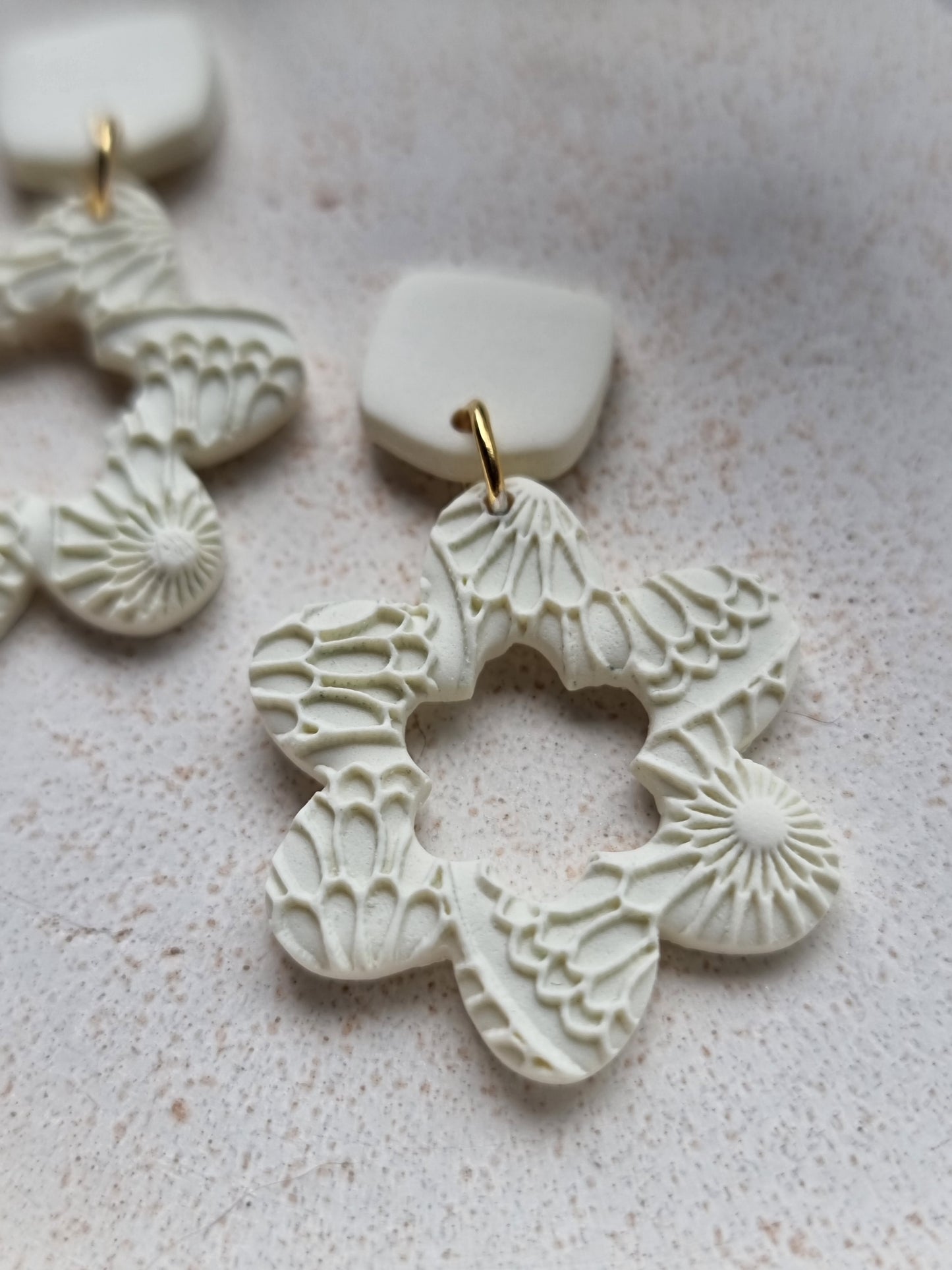 Textured flower dangles| Can be switched for silver