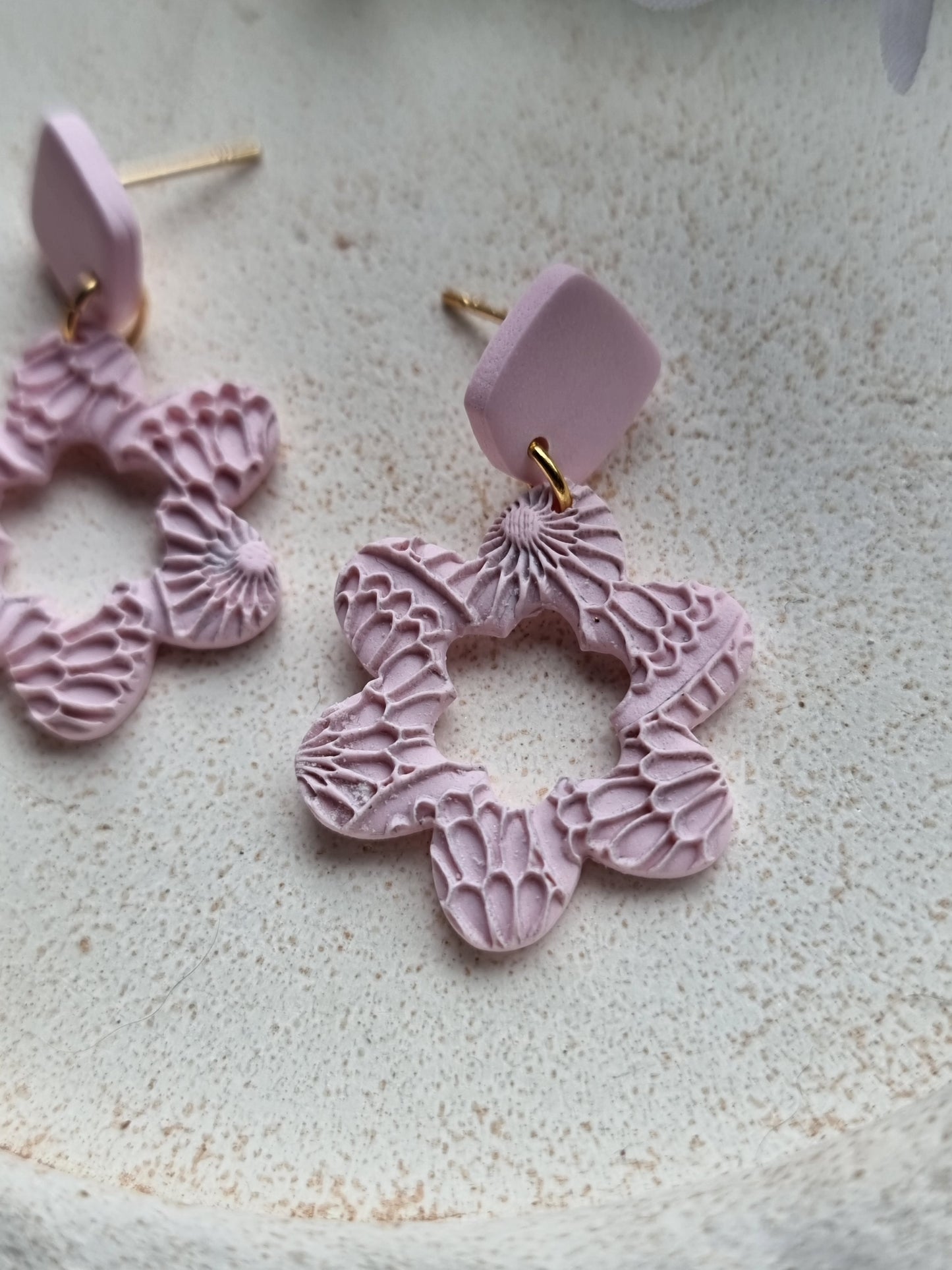 Textured flower dangles| Can be switched for silver