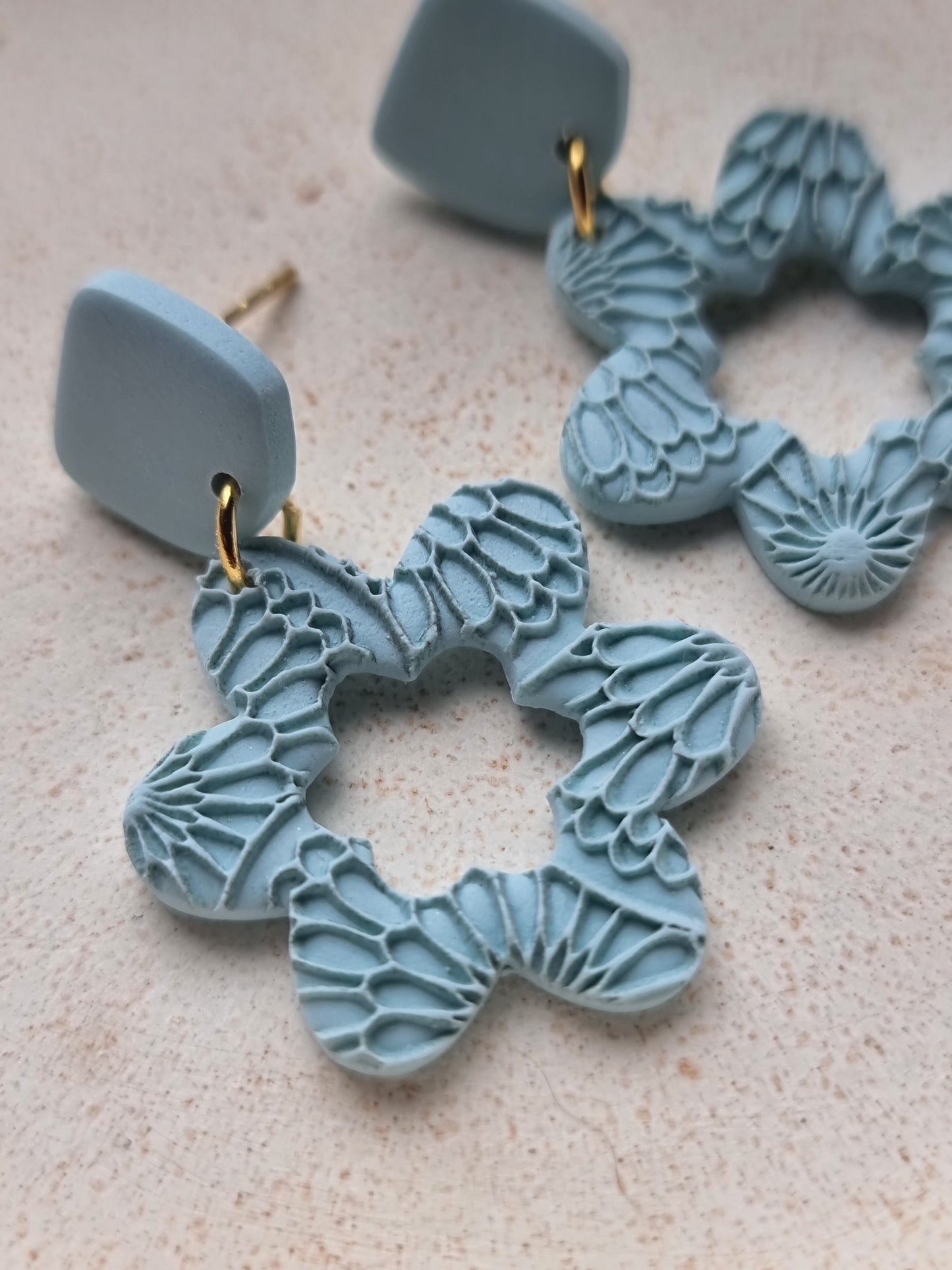 Textured flower dangles| Can be switched for silver