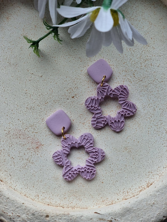 Textured flower dangles| Can be switched for silver