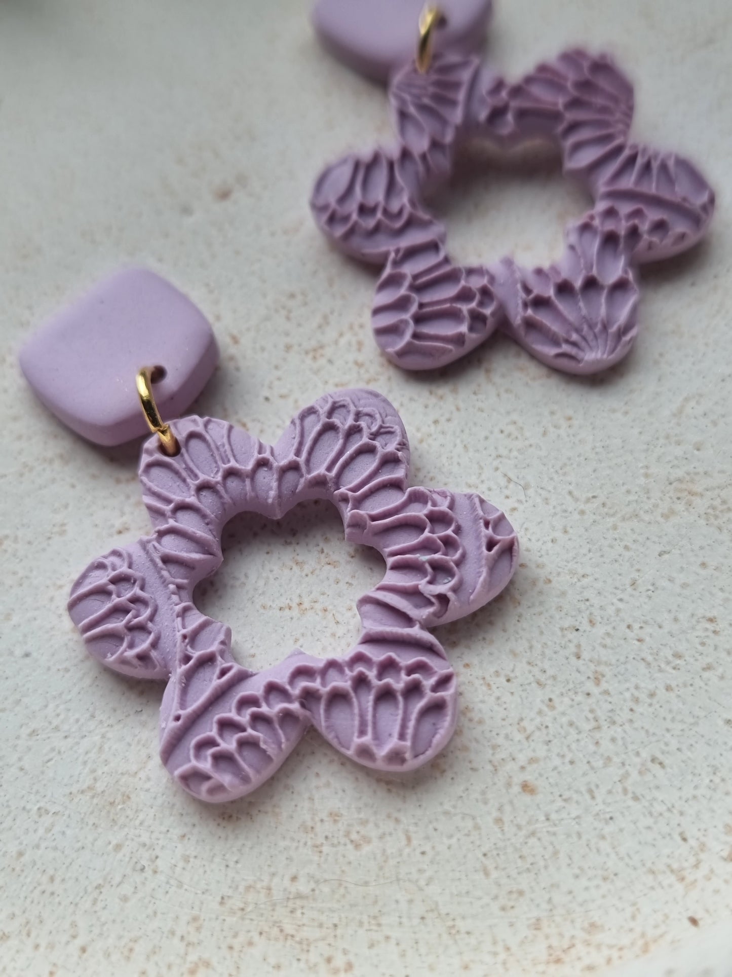 Textured flower dangles| Can be switched for silver