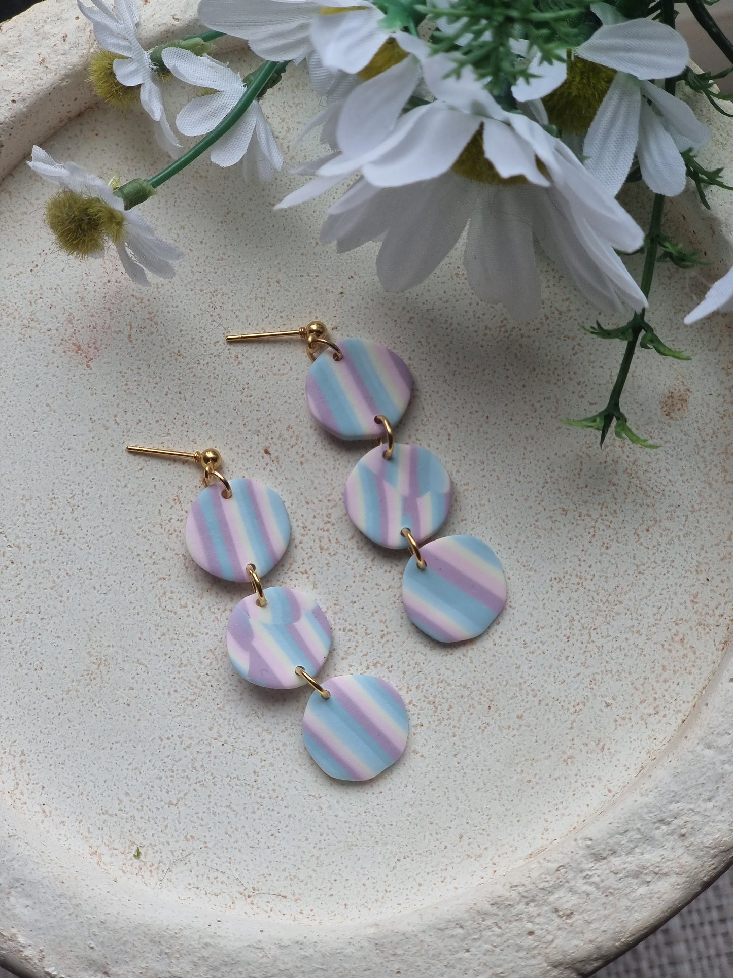 Pastel rainbow dangles| Can be switched for silver or fish hook