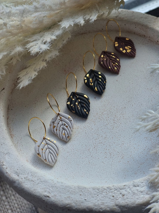 Leaf hoops in gold