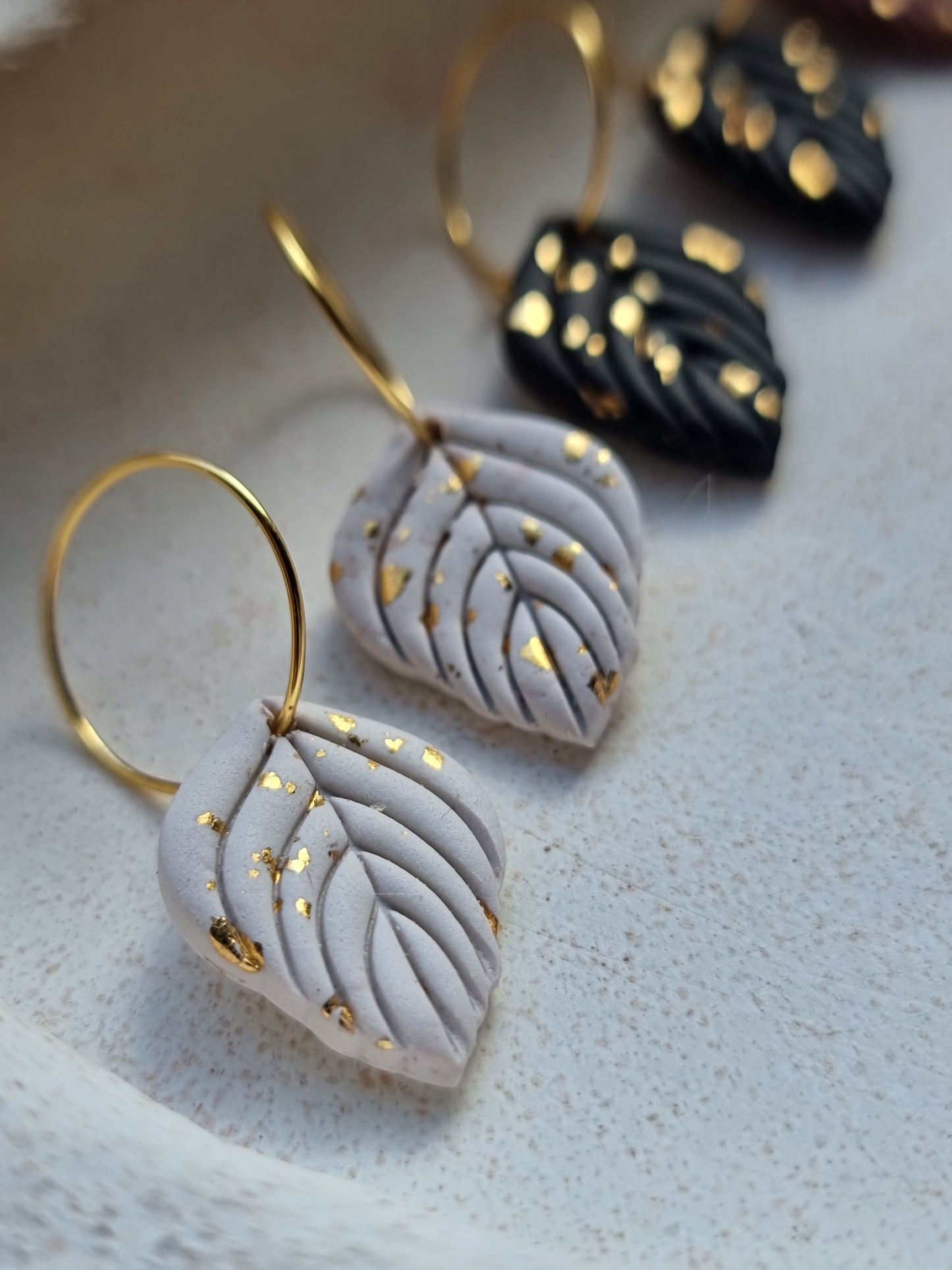 Leaf hoops in gold