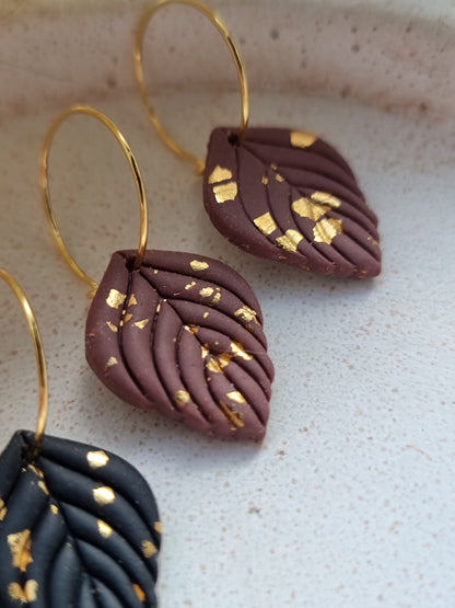 Leaf hoops in gold