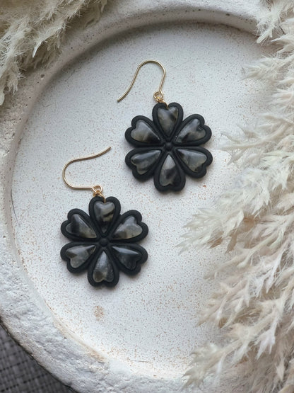 Tortoise shell flower dangles