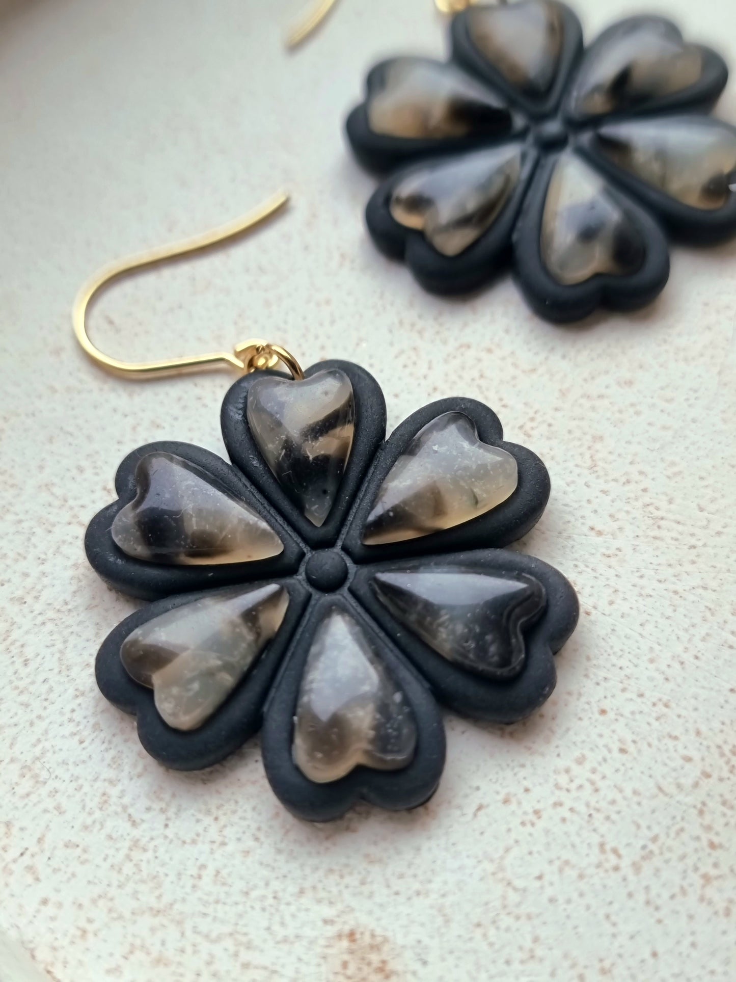 Tortoise shell flower dangles