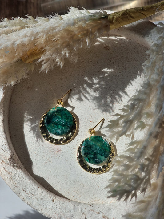 Emerald and gold dangles