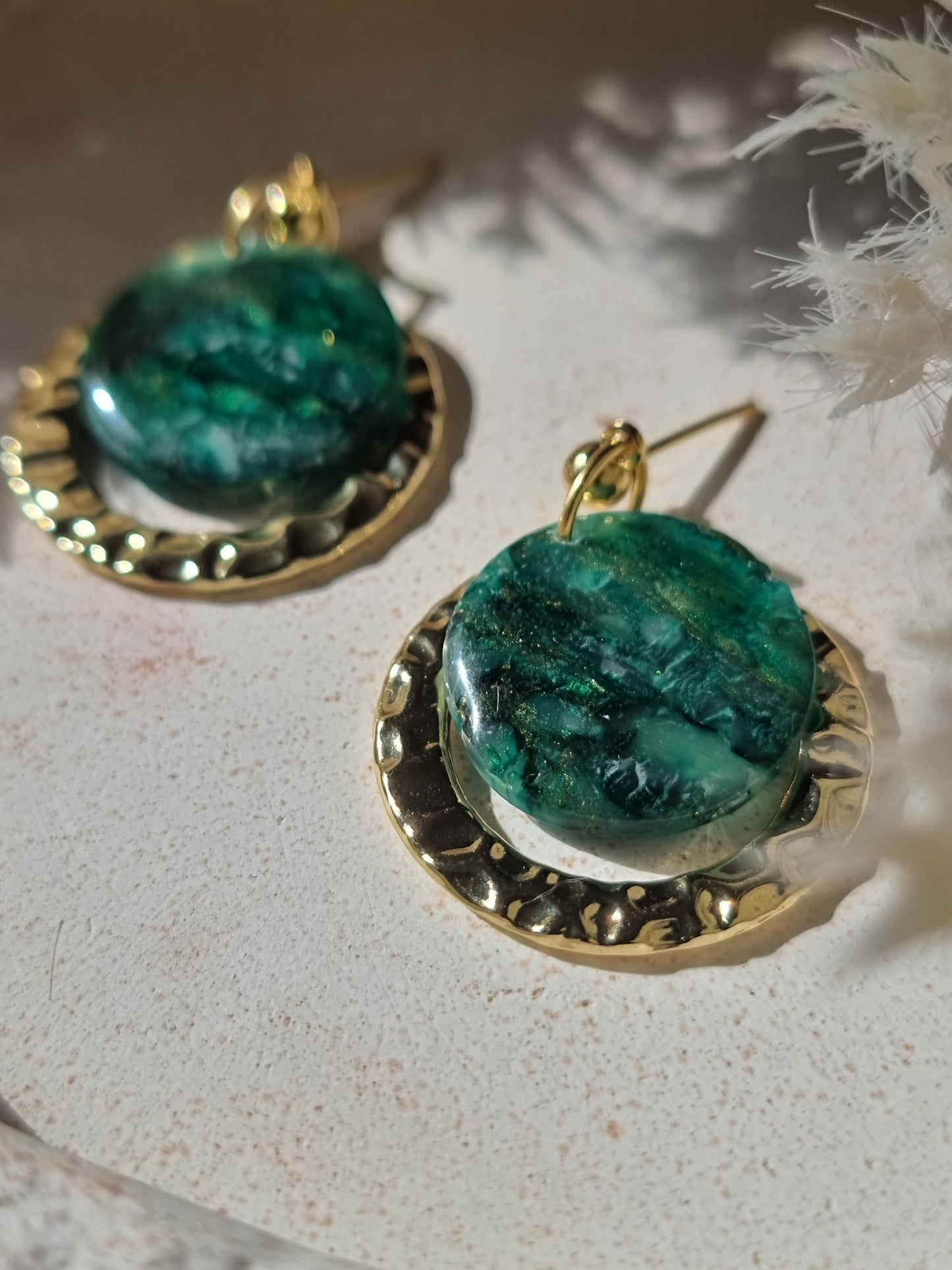 Emerald and gold dangles