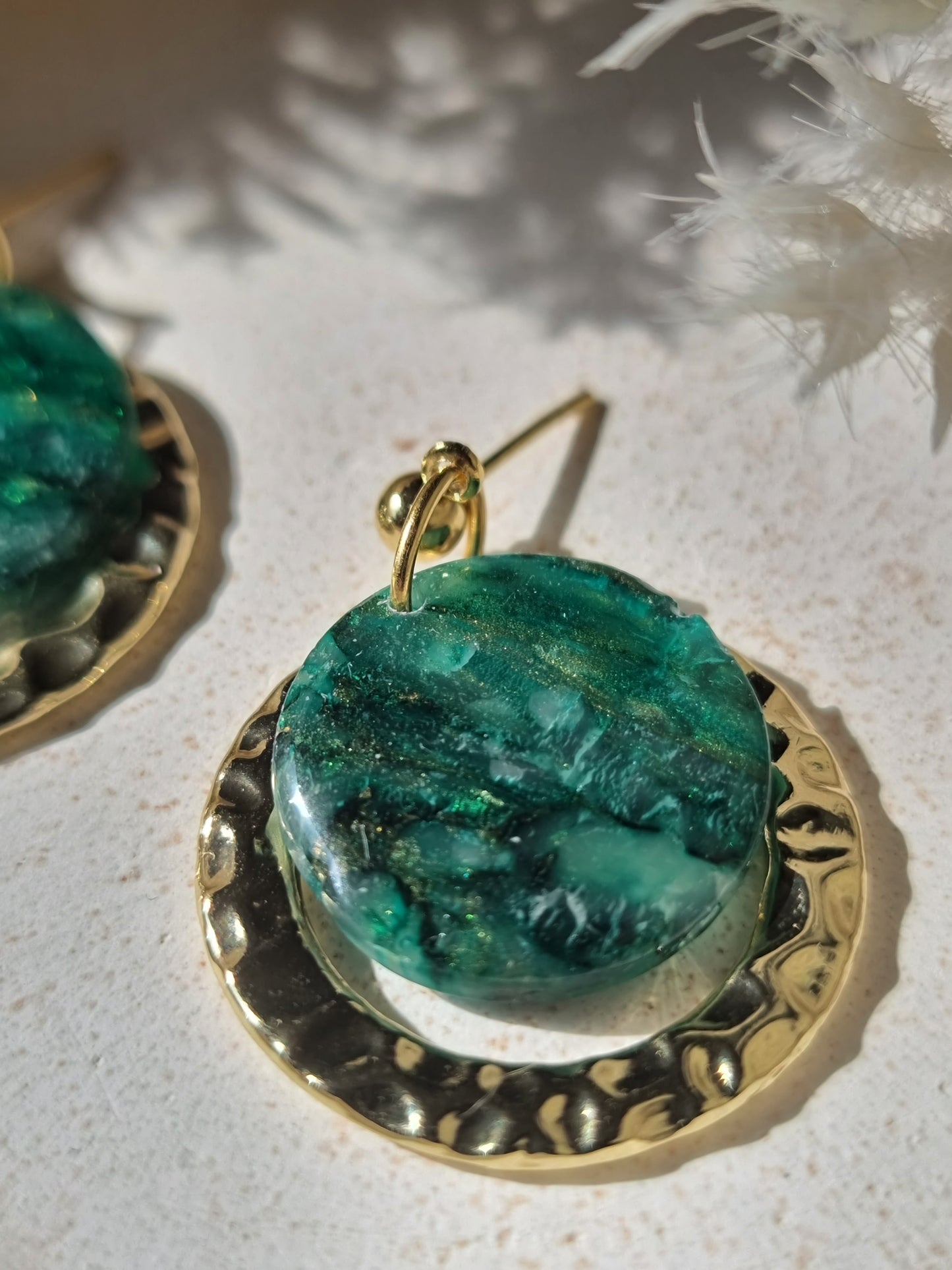 Emerald and gold dangles