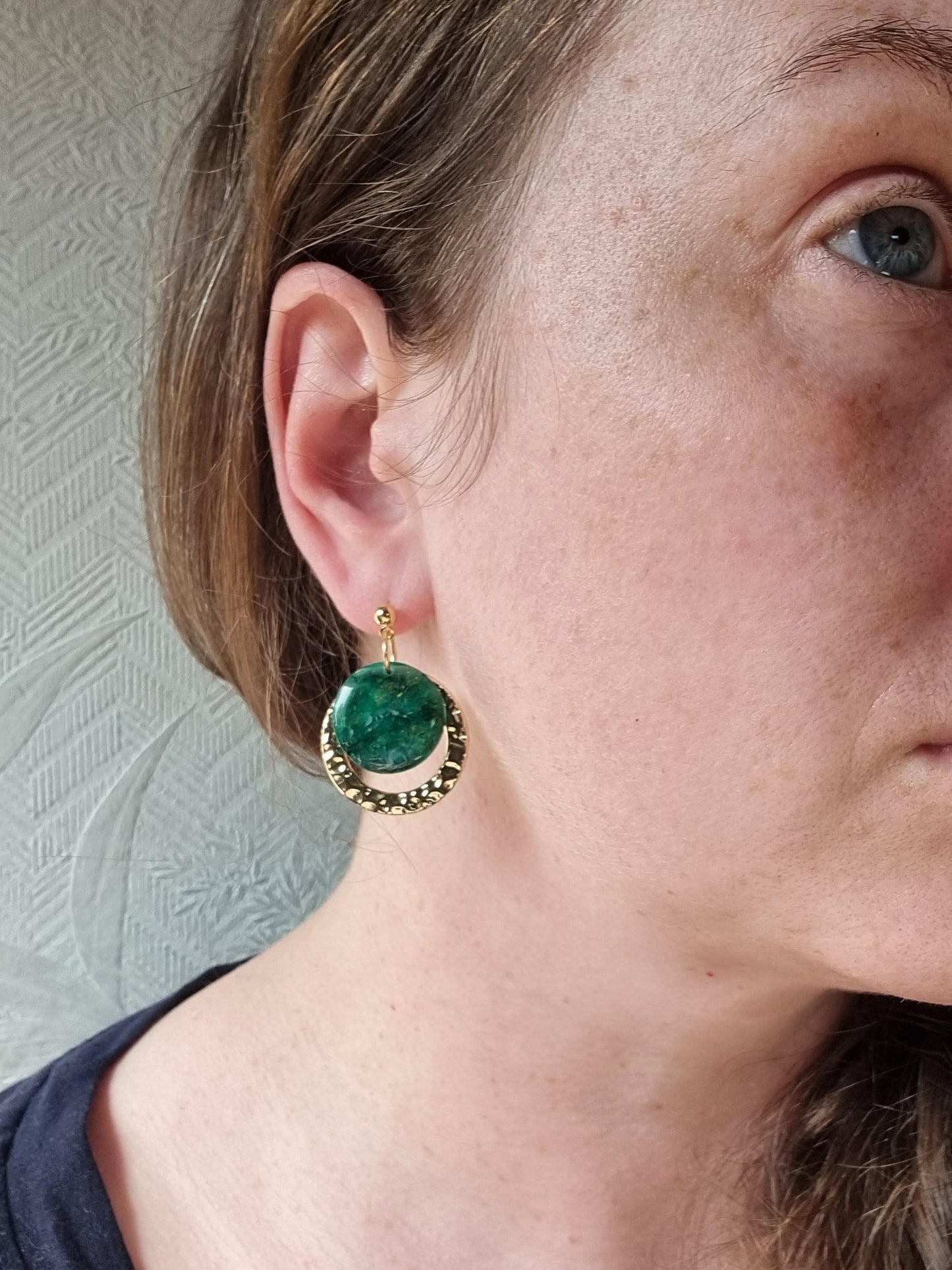 Emerald and gold dangles