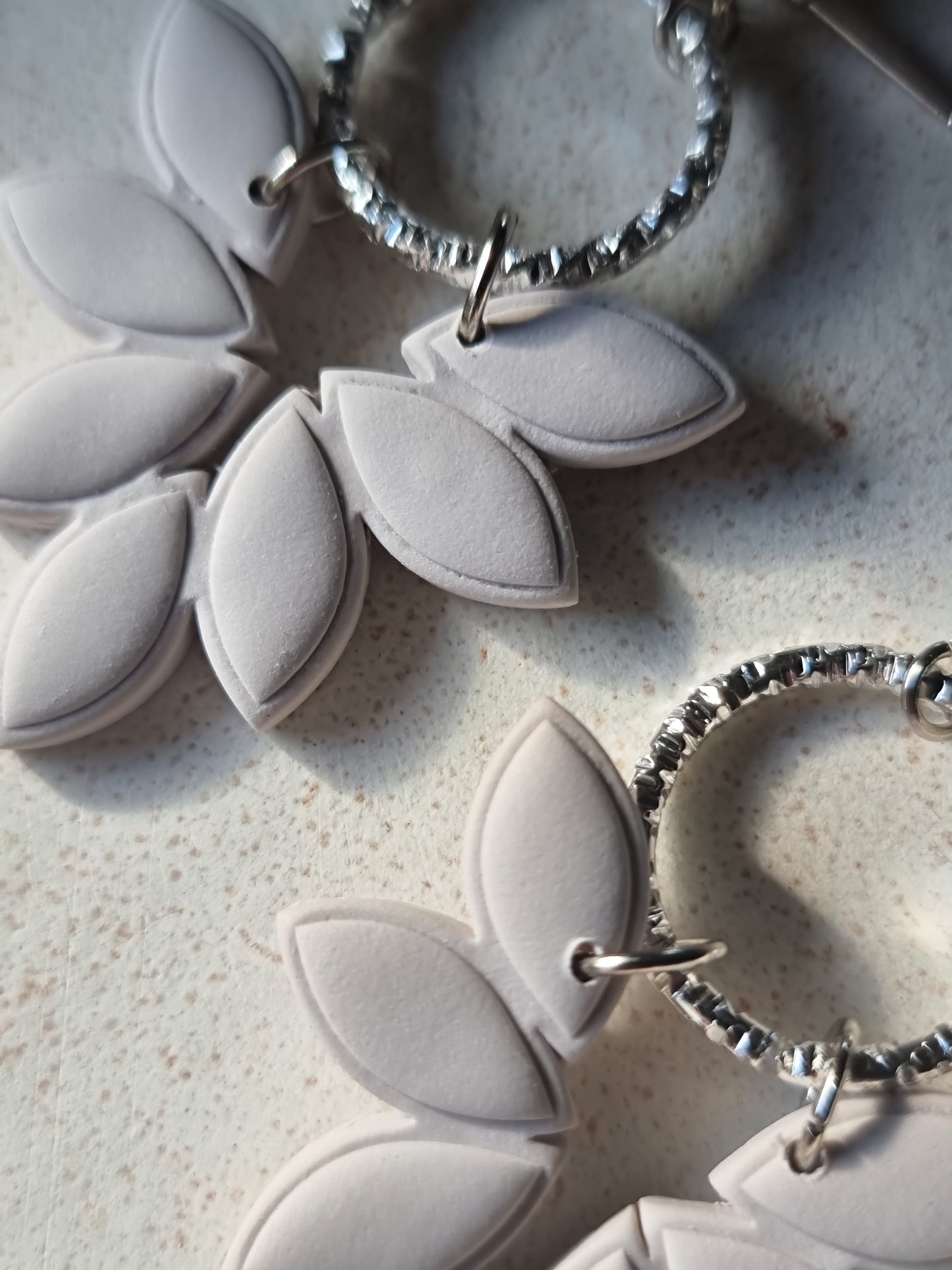 Embossed leaf dangles cream|can be switched for fish hook