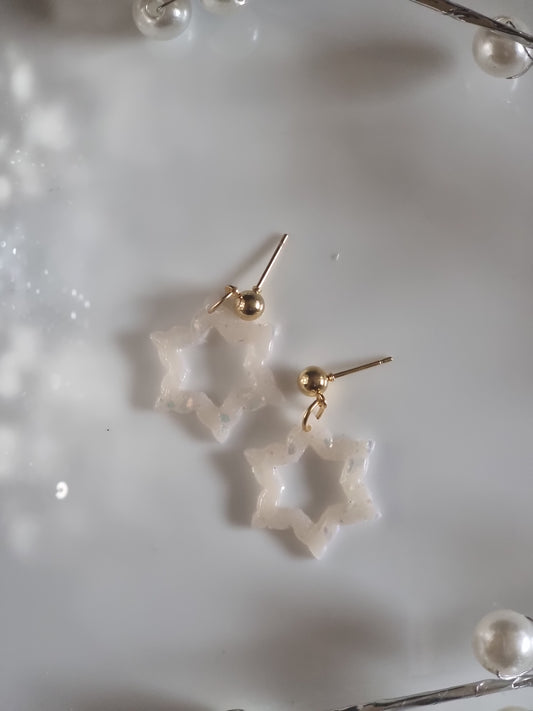 Opal snowflake dangles| can be switched for silver/ fish hook