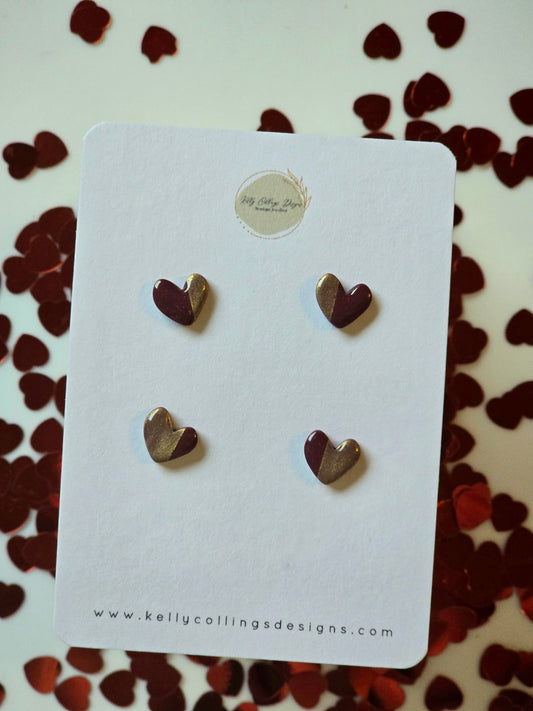 Two tone heart stud packs