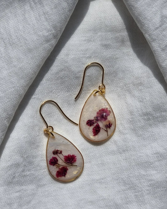 Red flower marble dangles