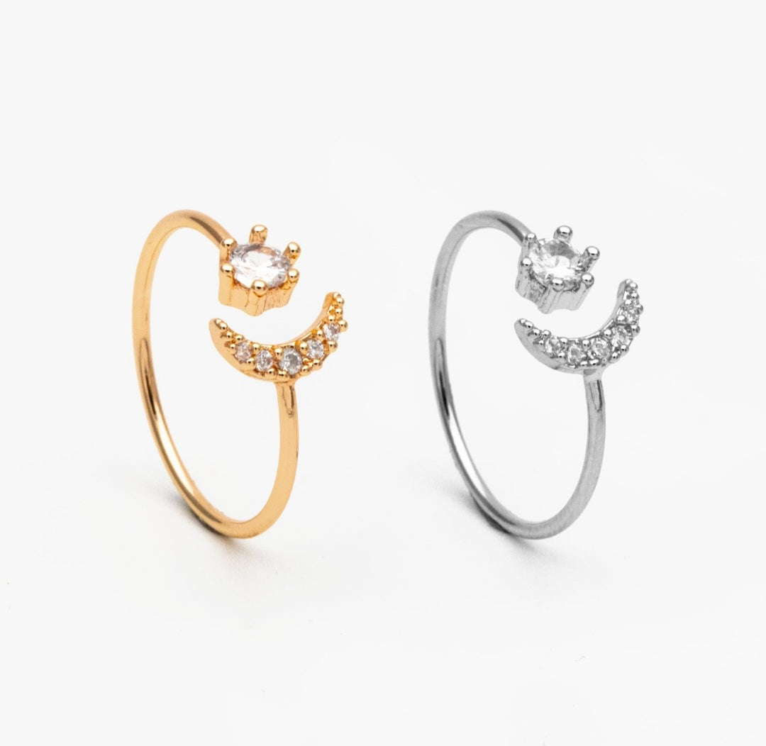 Moon and star adjustable rings