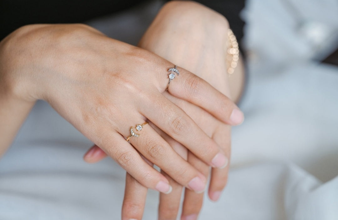 Moon and star adjustable rings