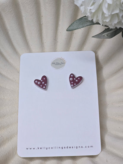 Pearl heart studs