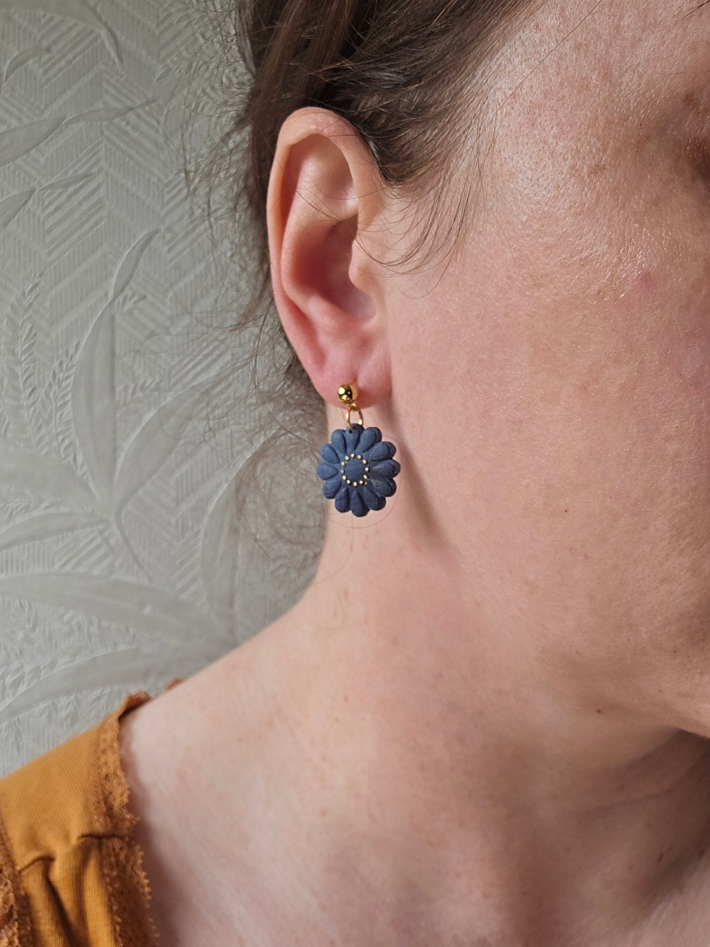 Denim flower dangles|can be switched for fish hook