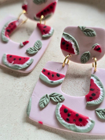 Watermelon statement dangles| Can be switched for silver