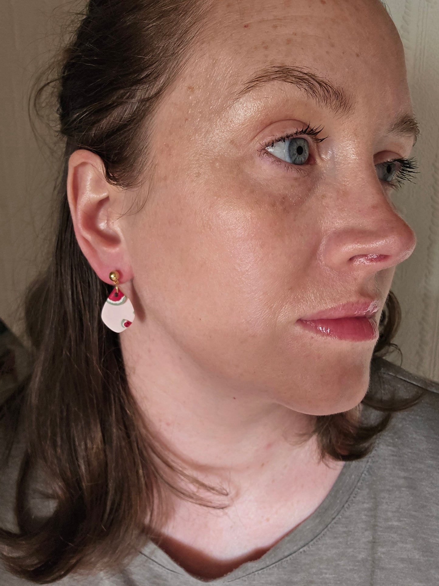Watermelon  teardrop dangles| can be switched for silver/fish hook