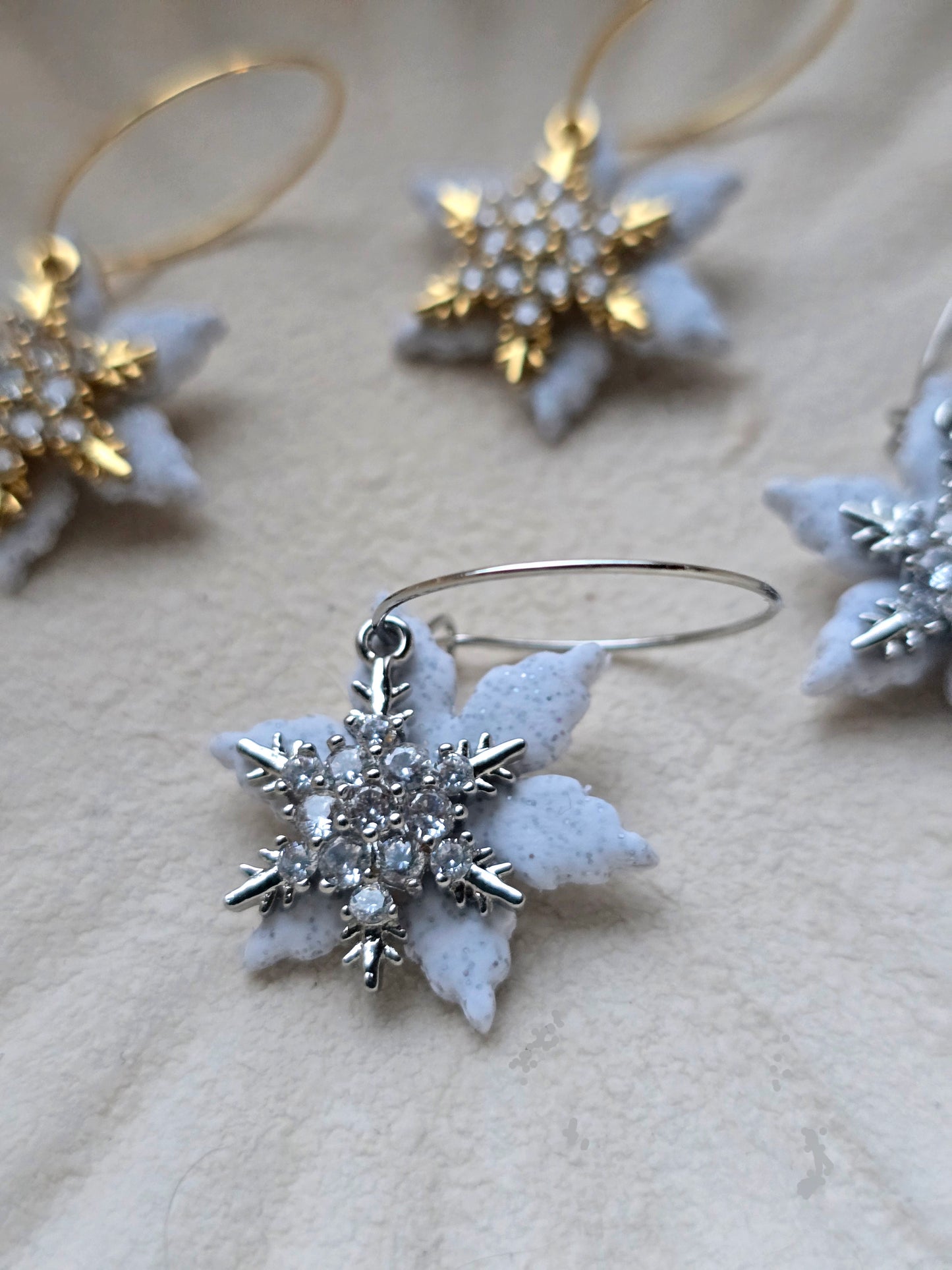 CZ snowflake hoops