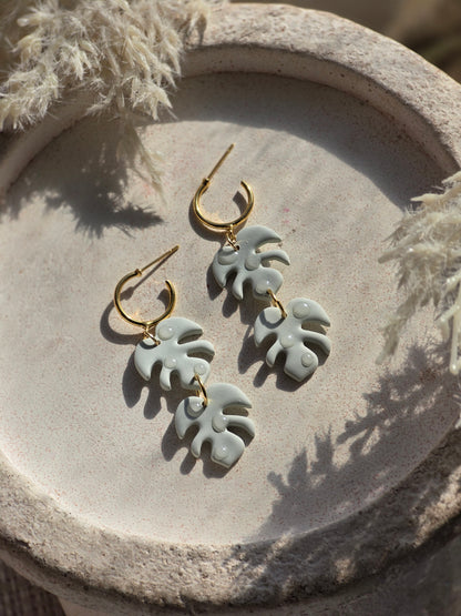 Raindrop palm leaf dangles| Can be switched for silver