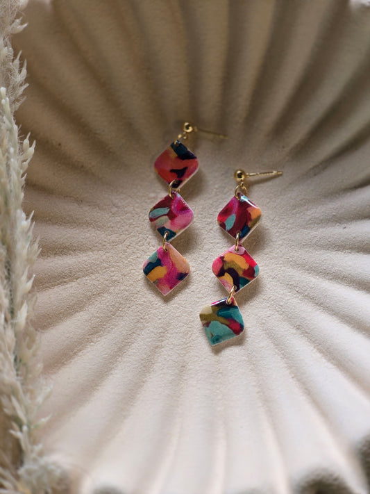 Talulah| abstract print| can be switched for silver/fish hook