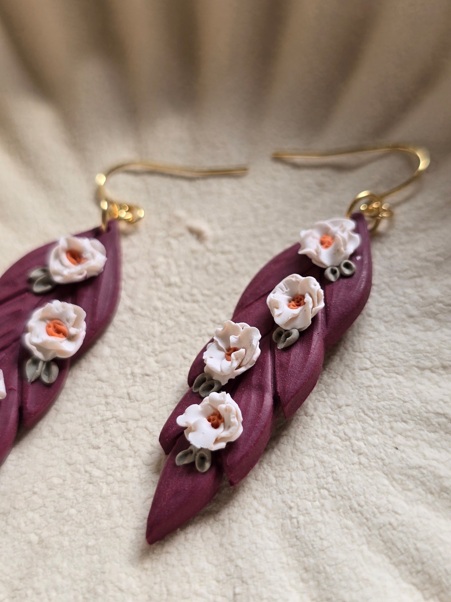 Floral leaf dangles| can be switched for silver