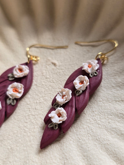 Floral leaf dangles| can be switched for silver