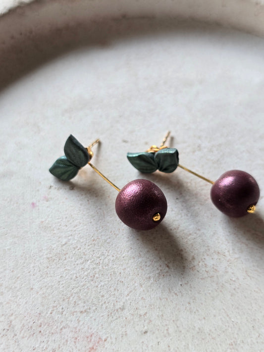 Cherry drop dangles|can be switched for silver