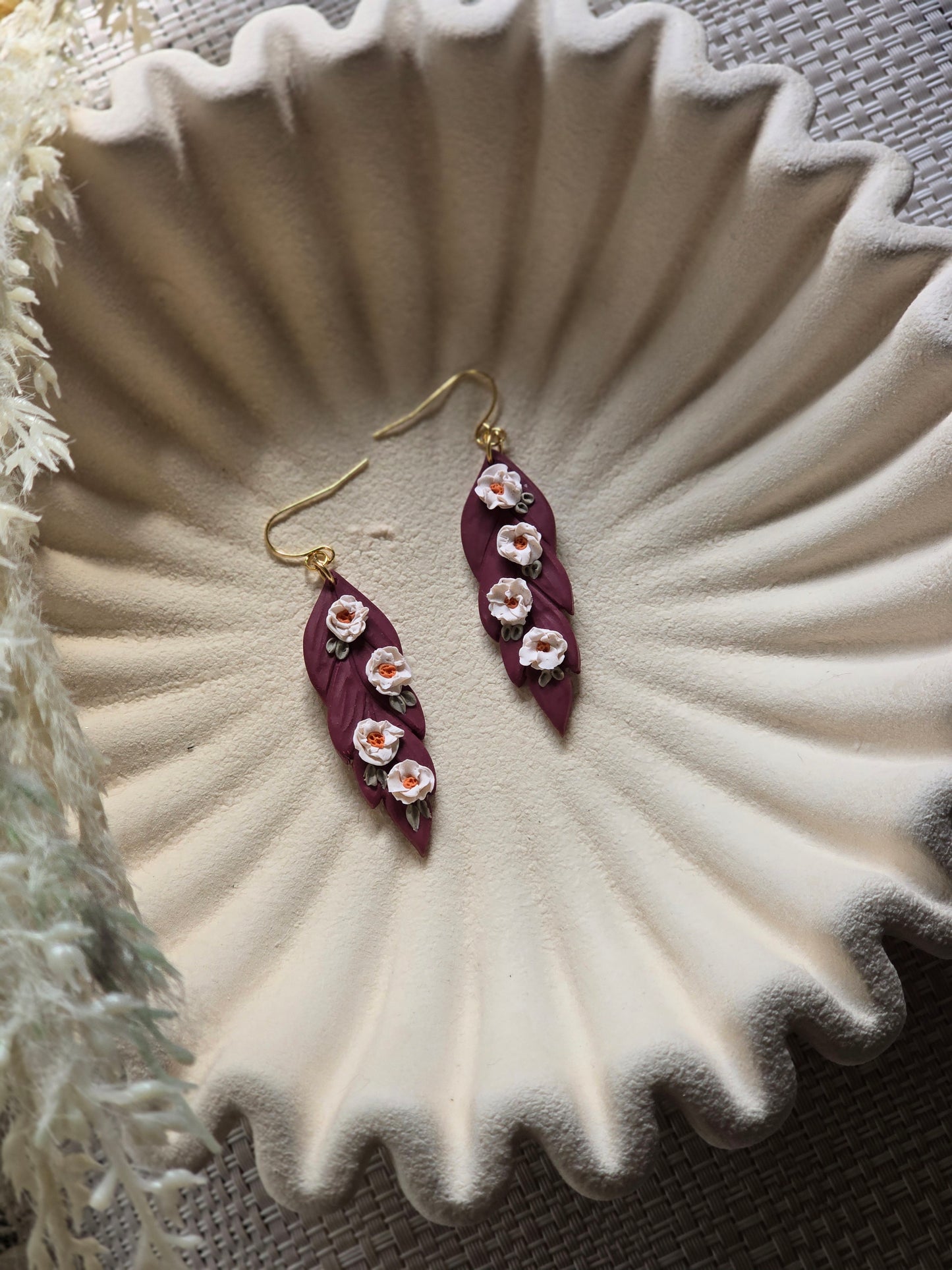 Floral leaf dangles| can be switched for silver