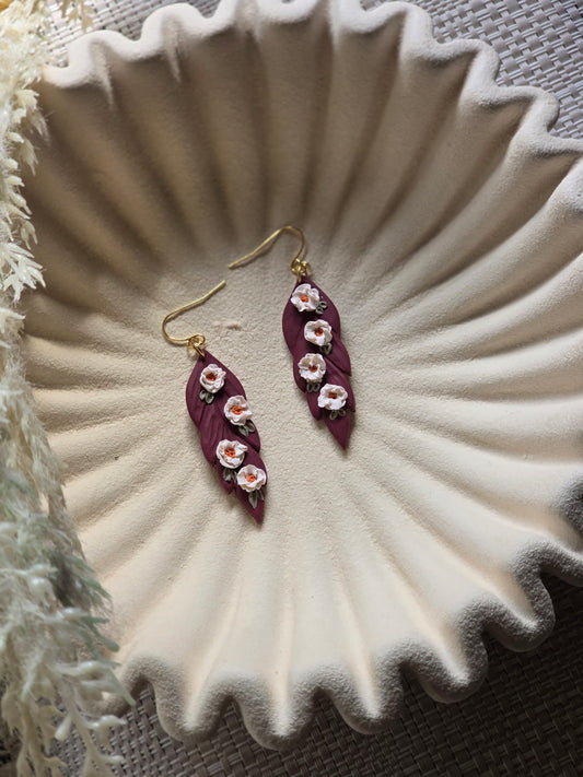 Floral leaf dangles| can be switched for silver