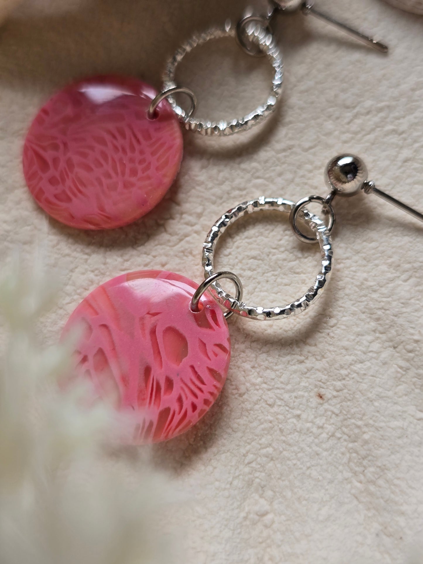 Pink coral charm dangles|can be switched for fish hook