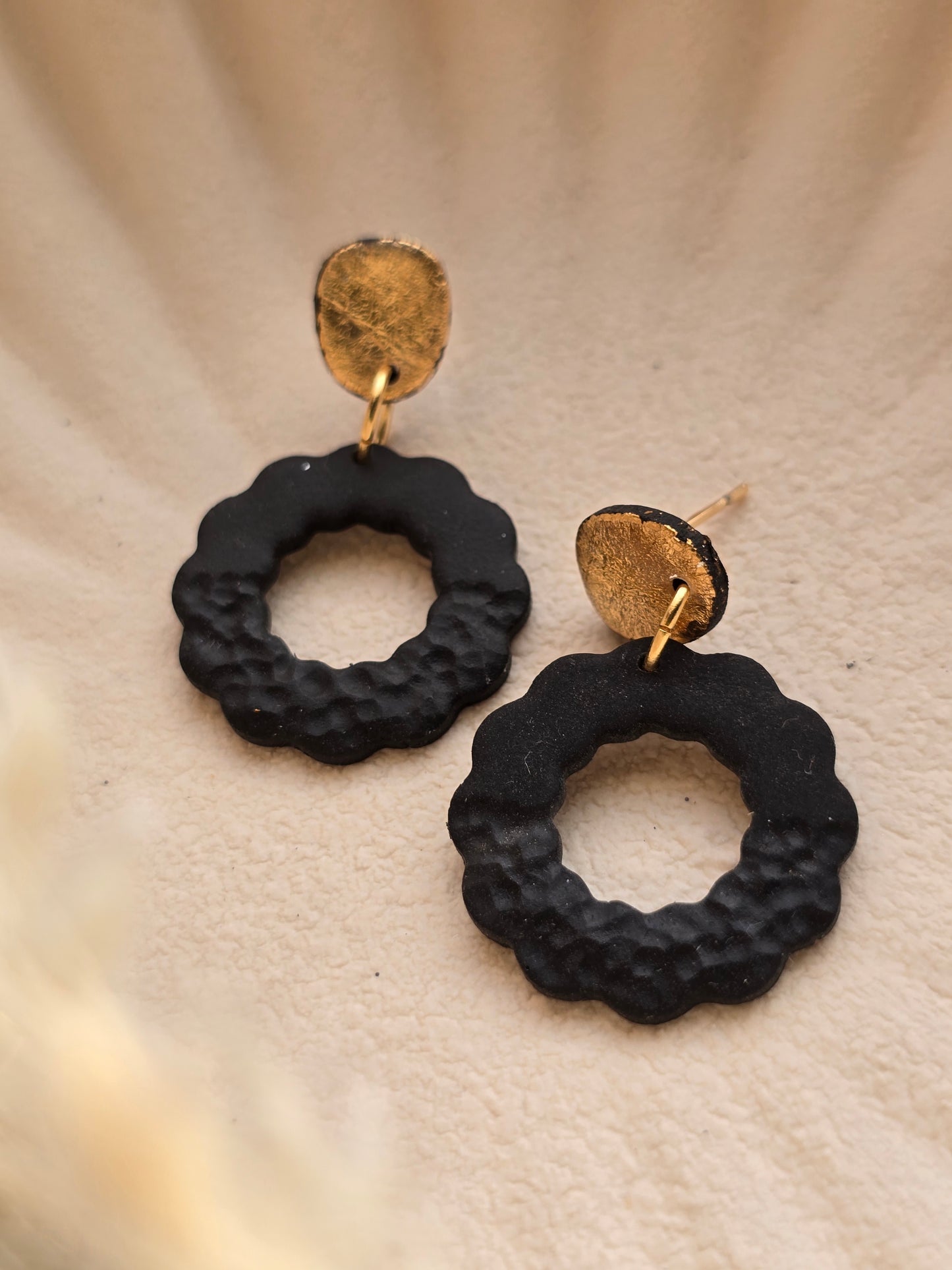 Textured hoop dangles