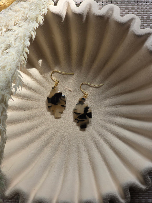 Faux tortoise shell dangles| can be switched for silver