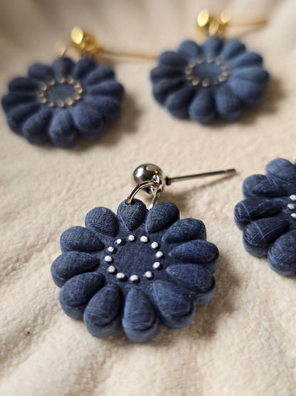 Denim flower dangles|can be switched for fish hook