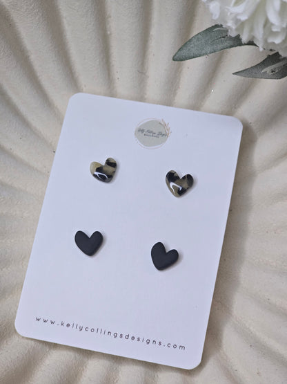 Duo heart studs
