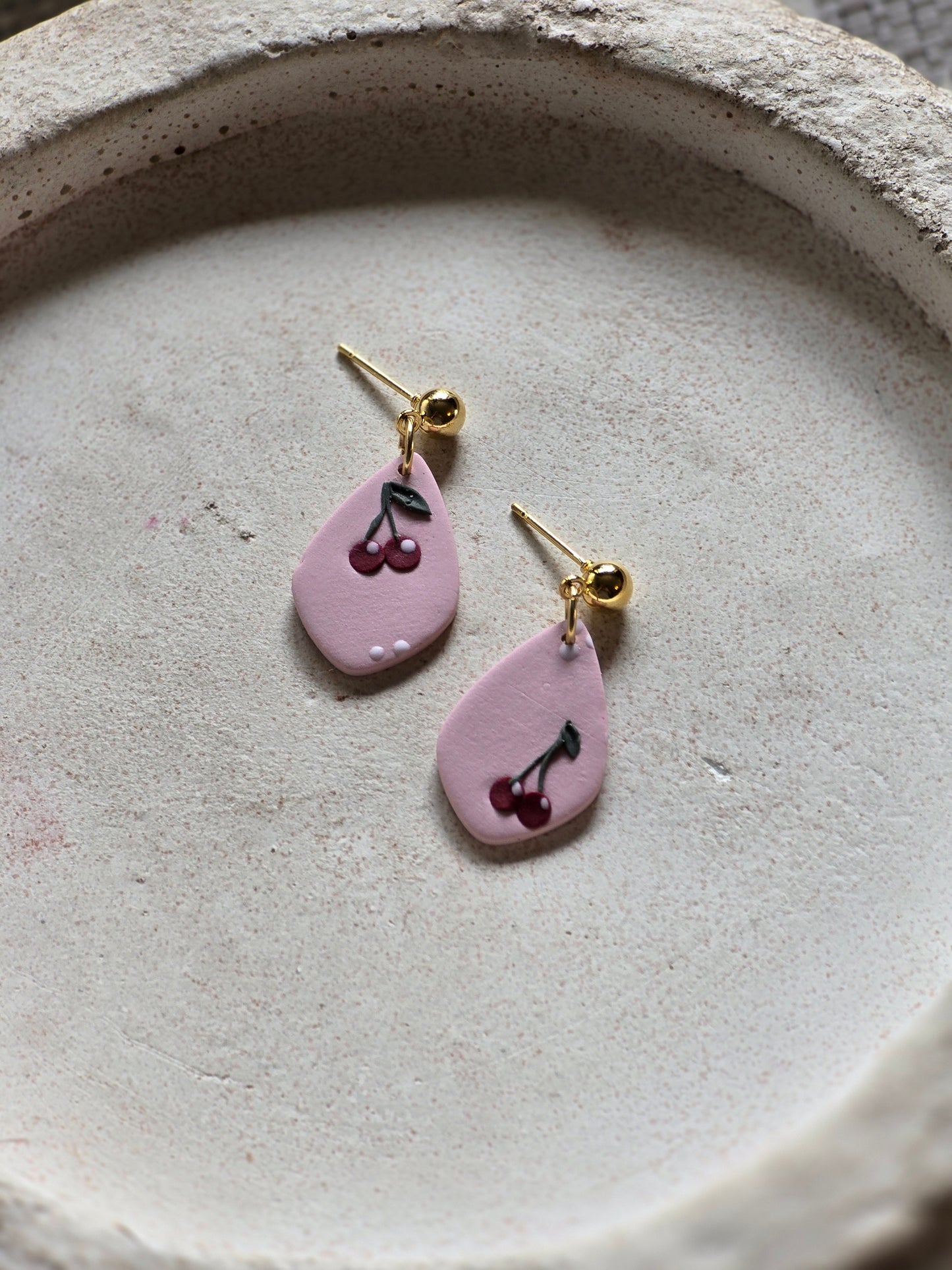 cherry teardrop dangles| can be switched for silver/fish hook